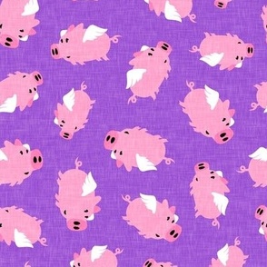 flying pigs - cute pig - when pigs fly - purple - LAD19