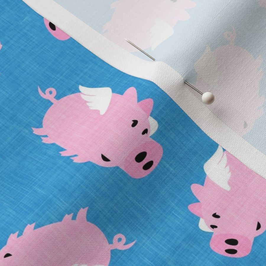 flying pigs - cute pig - when pigs fly -  blue - LAD19