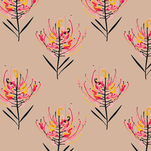 Grevillea Blossoms coffee pink by Mount Vic and Me