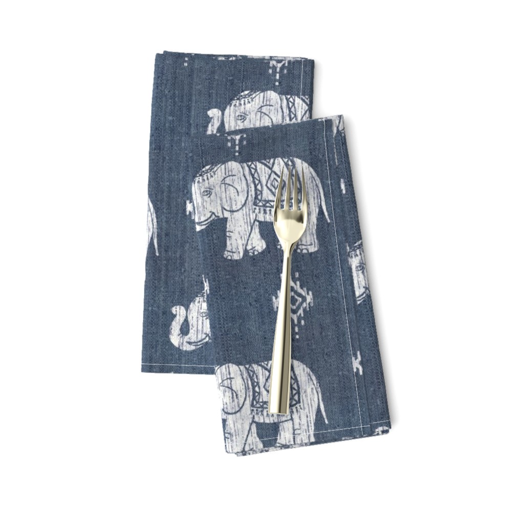 Sharavathi Elephants - Indigo - Large Scale