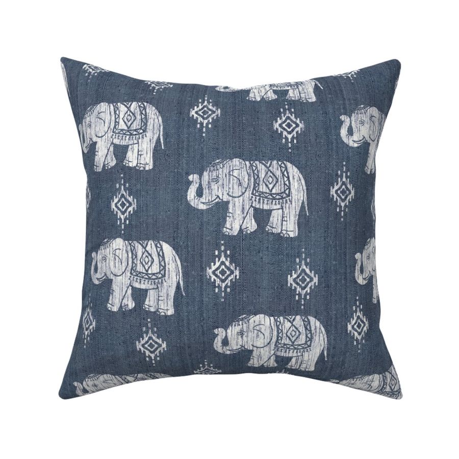 Sharavathi Elephants - Indigo - Large Scale