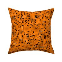 scattered music notes on orange