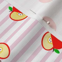 Tossed Apples on Pink Stripes