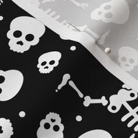 Little skulls and skeleton day of the dead halloween October fall design black and white monochrome