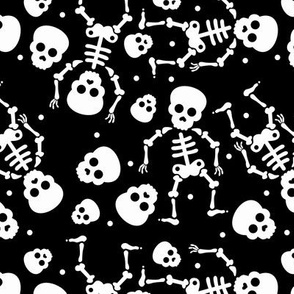 Little skulls and skeleton day of the dead halloween October fall design black and white monochrome