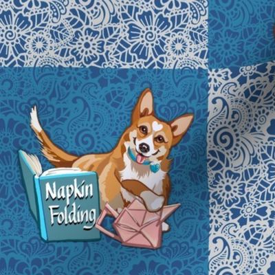 Tea Time w/Corgi Wholecloth | Blue