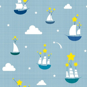 voyage of the dreamboats - ships (blue) (small)