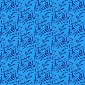 A Drift of Navy Blue Leaves on Summer Daze Blue - Extra Small Scale