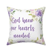 18x18" lavender god knew our hearts 6 loveys 