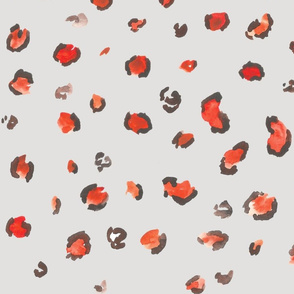 watercolor rust leopard on soft gray - large 