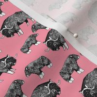 SMALL - musk ox fabric // arctic animal fabric canada alaska greenland - flamingo pink