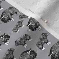 SMALL - musk ox fabric // arctic animal fabric canada alaska greenland - grey