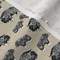 SMALL - musk ox fabric // arctic animal fabric canada alaska greenland - khaki