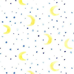 Dreamy night • watercolor stars and moon for nursery