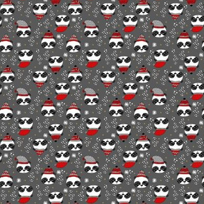 MINI - MINI panda christmas print - winter panda fabric, panda fabric by the yard, christmas panda, cute kawaii fabric, andrea lauren fabric, mini print, tiny print, small print - charcoal