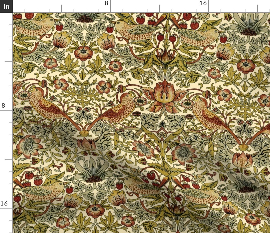 William Morris ~ Strawberry Thief ~ Trianon Cream  ~ One Foot Repeat