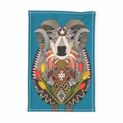 ARIES RAM tea towel blue