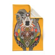 ARIES RAM tea towel saffron