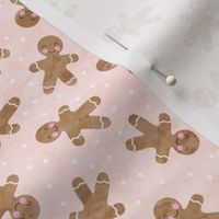 (small scale) gingerbread man toss on pink - cute watercolor christmas cookies - LAD19BS