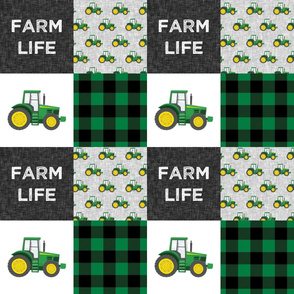 Farm Life - Tractors - Green and Black - Plaid - LAD19