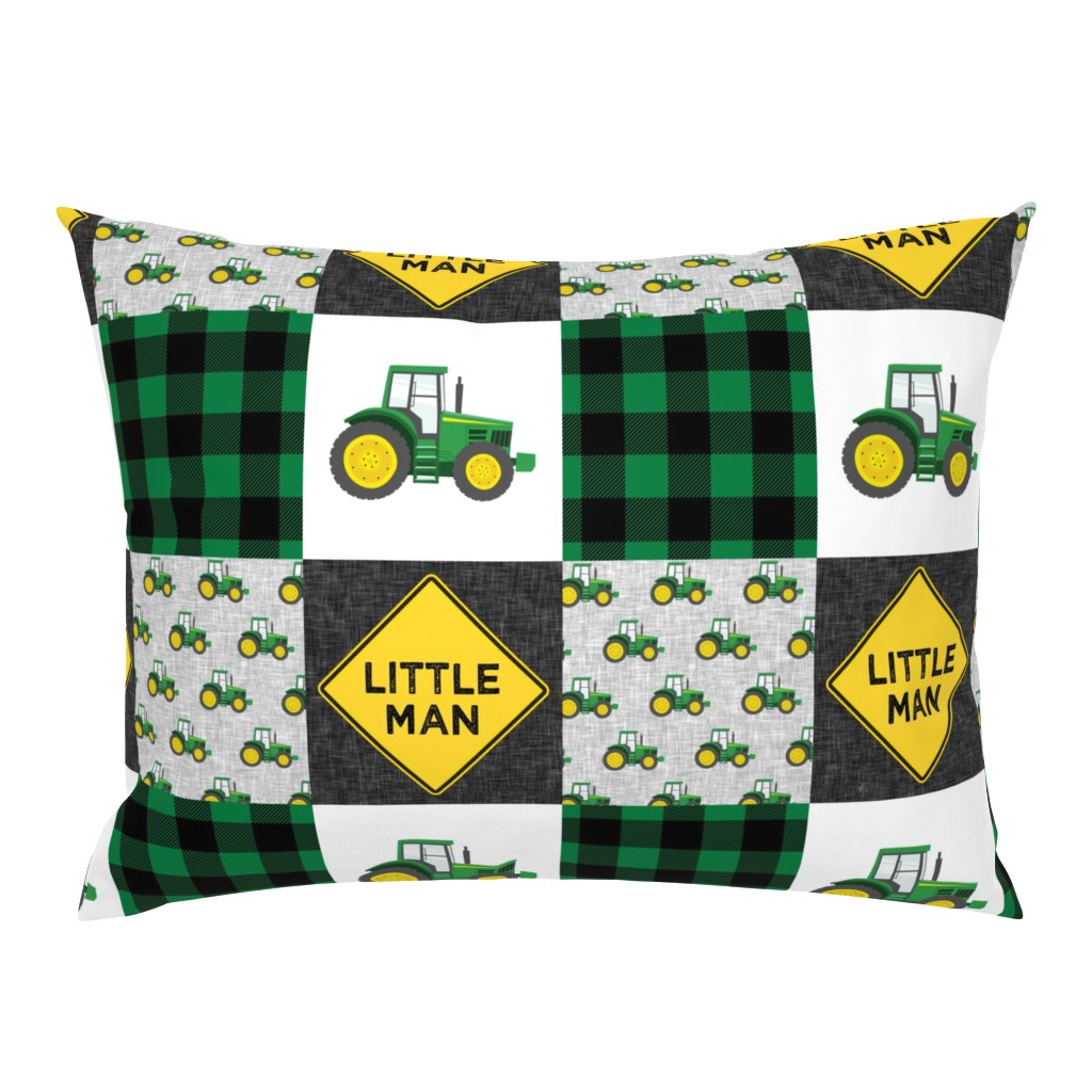 Little Man - Tractors - Green and Black - Plaid - LAD19