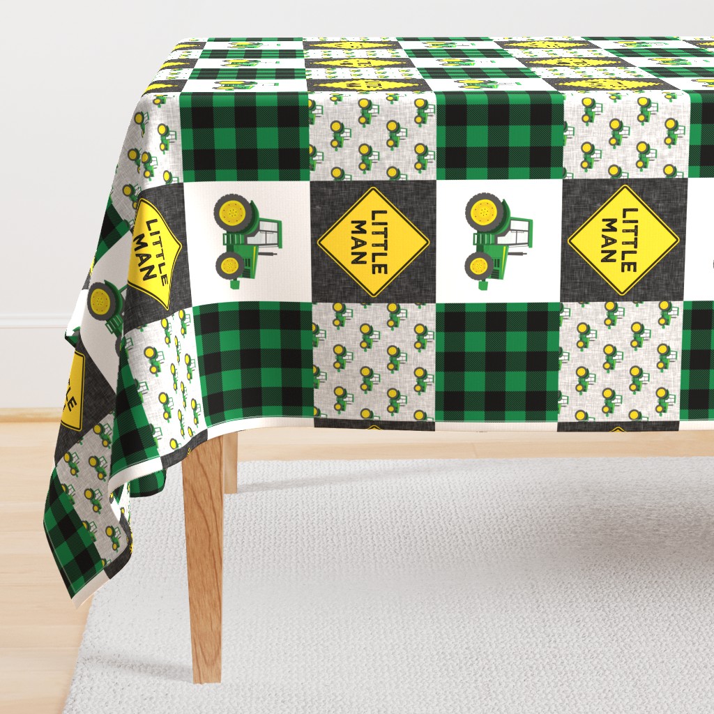 Little Man - Tractors - Green and Black - Plaid - LAD19