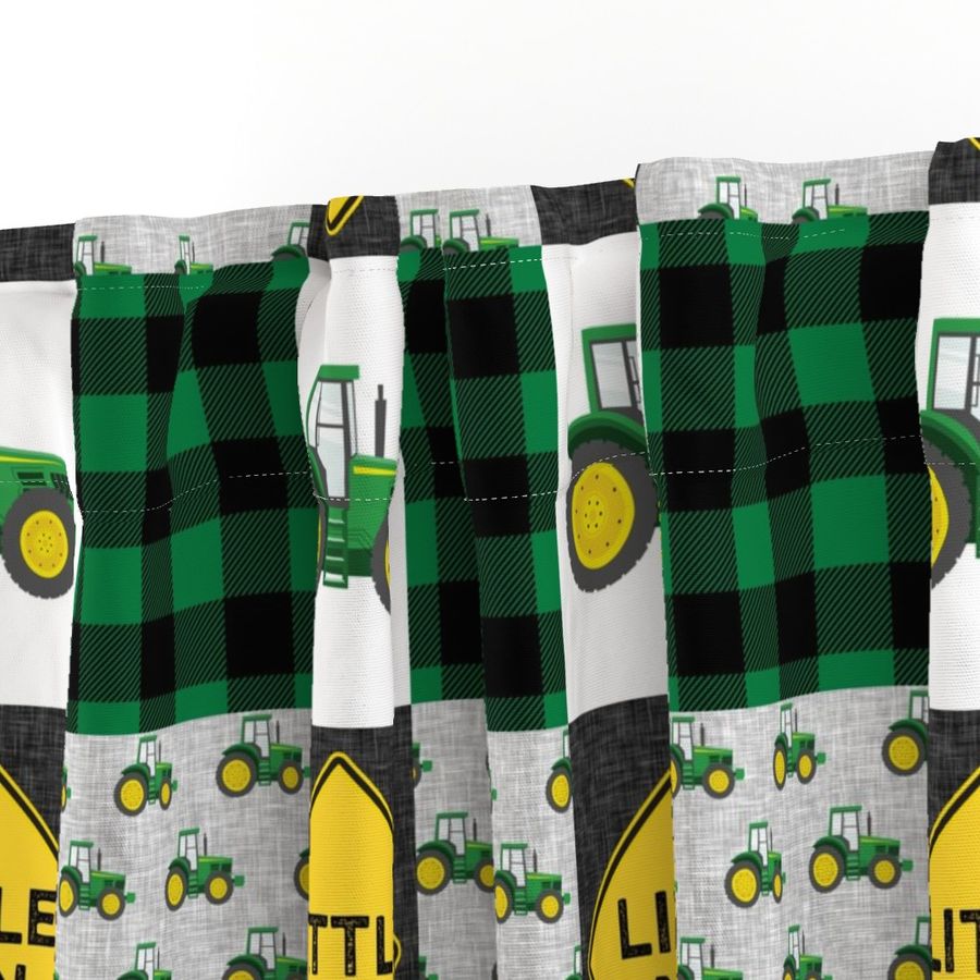 Little Man - Tractors - Green and Black - Plaid - LAD19