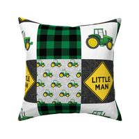 Little Man - Tractors - Green and Black - Plaid - LAD19