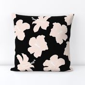 freehand hibiscus - black & pale peach - large