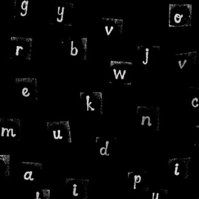 alphabet soup - monochrome black
