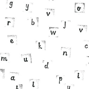 alphabet soup - monochrome white
