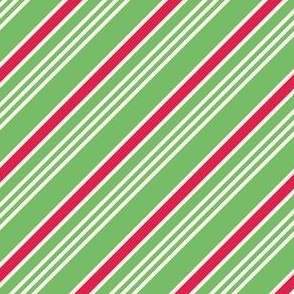 Green, red and white candy cane stripes