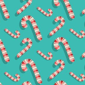 Candy cane scatter on blue