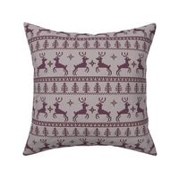 Ugly Sweater Knit—Reindeer duo - Purple on light background