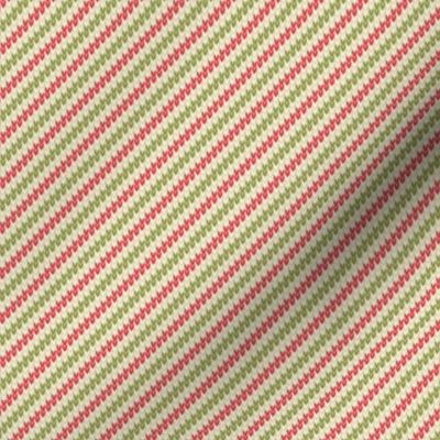 Ugly Sweater Knit-Diagonal stripes- Light red and green