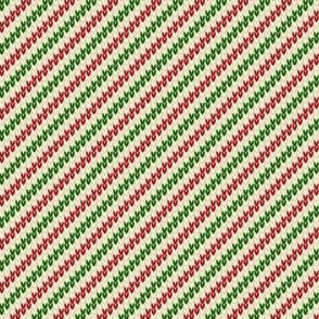 Ugly Sweater Knit-Diagonal stripes- Dark red and green