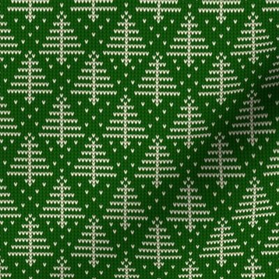 Ugly Sweater Knit—Trees - Light with green background