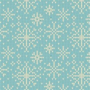 Ugly Sweater Knit—Snowflake scatter - Blue