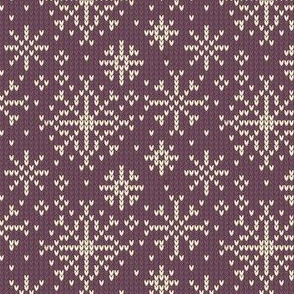 Ugly Sweater Knit—Snowflake scatter - Purple
