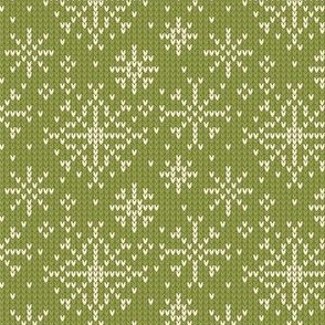 Ugly Sweater Knit—Snowflake scatter - Light green