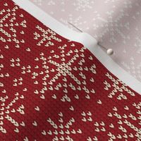 Ugly Sweater Knit—Snowflake scatter - Darkred