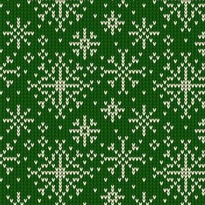 Ugly Sweater Knit—Snowflake scatter - Dark green