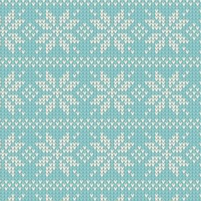 Ugly Sweater Knit—Snowflake stripes - Blue