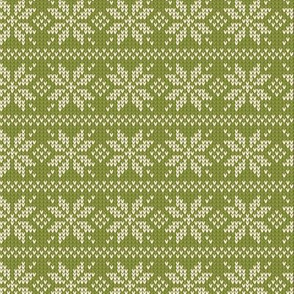 Ugly Sweater Knit—Snowflake stripes - Light green