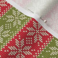 Ugly Sweater Knit—Snowflake stripes - Light red and green