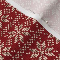 Ugly Sweater Knit—Snowflake stripes - Dark red