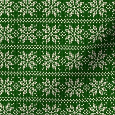 Ugly Sweater Knit—Snowflake stripes - Dark green