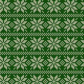 Ugly Sweater Knit—Snowflake stripes - Dark green