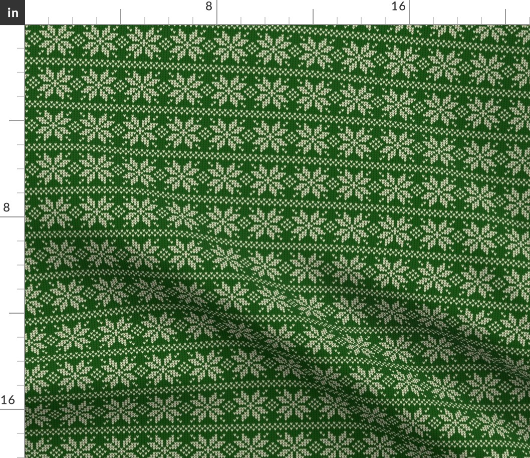 Ugly Sweater Knit—Snowflake stripes - Dark green