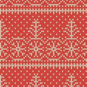 Ugly Sweater Knit—Trees and snow - Light red